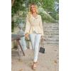 imageECOWISH Women Dressy Ruffle Blouse 2025 Long Sleeve Peplum Work Shirts Elegant V Neck Smocked Waist Business Casual Tops452 Beige