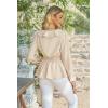 imageECOWISH Women Dressy Ruffle Blouse 2025 Long Sleeve Peplum Work Shirts Elegant V Neck Smocked Waist Business Casual Tops452 Beige