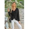 imageECOWISH Women Dressy Ruffle Blouse 2025 Long Sleeve Peplum Work Shirts Elegant V Neck Smocked Waist Business Casual Tops452 Black