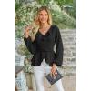 imageECOWISH Women Dressy Ruffle Blouse 2025 Long Sleeve Peplum Work Shirts Elegant V Neck Smocked Waist Business Casual Tops452 Black