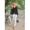 imageECOWISH Women Dressy Ruffle Blouse 2025 Long Sleeve Peplum Work Shirts Elegant V Neck Smocked Waist Business Casual Tops452 Black