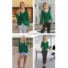 imageECOWISH Women Dressy Ruffle Blouse 2025 Long Sleeve Peplum Work Shirts Elegant V Neck Smocked Waist Business Casual Tops452 Green