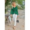 imageECOWISH Women Dressy Ruffle Blouse 2025 Long Sleeve Peplum Work Shirts Elegant V Neck Smocked Waist Business Casual Tops452 Green