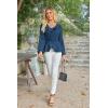 imageECOWISH Women Dressy Ruffle Blouse 2025 Long Sleeve Peplum Work Shirts Elegant V Neck Smocked Waist Business Casual Tops452 Navy Blue