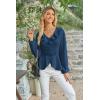 imageECOWISH Women Dressy Ruffle Blouse 2025 Long Sleeve Peplum Work Shirts Elegant V Neck Smocked Waist Business Casual Tops452 Navy Blue