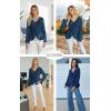 imageECOWISH Women Dressy Ruffle Blouse 2025 Long Sleeve Peplum Work Shirts Elegant V Neck Smocked Waist Business Casual Tops452 Navy Blue