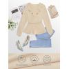 imageECOWISH Women Dressy Ruffle Blouse 2025 Long Sleeve Peplum Work Shirts Elegant V Neck Smocked Waist Business Casual Tops452 Navy Blue