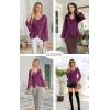 imageECOWISH Women Dressy Ruffle Blouse 2025 Long Sleeve Peplum Work Shirts Elegant V Neck Smocked Waist Business Casual Tops452 Purple