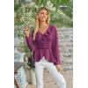 imageECOWISH Women Dressy Ruffle Blouse 2025 Long Sleeve Peplum Work Shirts Elegant V Neck Smocked Waist Business Casual Tops452 Purple