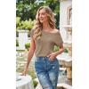 imageECOWISH Womens One Shoulder Tops  Short Sleeve Textured Summer Shirt Casual Trendy Y2K BlouseKhaki