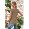 imageECOWISH Womens One Shoulder Tops  Short Sleeve Textured Summer Shirt Casual Trendy Y2K BlouseKhaki