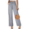 imageECOWISH Palazzo Pants for Women Casual 2025 Summer Loose Baggy Wide Leg Flowy High Waisted Polka Dot Trouser with Belt Pocket418 Navy Blue