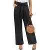 imageECOWISH Palazzo Pants for Women Casual 2025 Summer Loose Baggy Wide Leg Flowy High Waisted Polka Dot Trouser with Belt PocketBlack