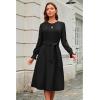 imageECOWISH Womens Midi Dress 2025 Fall Long Sleeve Tie Waist Casual Elegant Party Cocktail A Line Flowy Dresses with PocketsBlack
