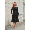 imageECOWISH Womens Midi Dress 2025 Fall Long Sleeve Tie Waist Casual Elegant Party Cocktail A Line Flowy Dresses with PocketsBlack