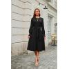 imageECOWISH Womens Midi Dress 2025 Fall Long Sleeve Tie Waist Casual Elegant Party Cocktail A Line Flowy Dresses with PocketsBlack