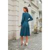 imageECOWISH Womens Midi Dress 2025 Fall Long Sleeve Tie Waist Casual Elegant Party Cocktail A Line Flowy Dresses with PocketsTeal