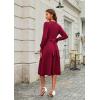 imageECOWISH Womens Midi Dress 2025 Fall Long Sleeve Tie Waist Casual Elegant Party Cocktail A Line Flowy Dresses with PocketsWine Red