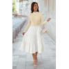 imageECOWISH Sweater Dresses for Women 2025  Fall Patchwork Long Sleeve Knit Flowy ALine Midi Casual One Piece OutfitsBeige