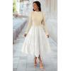imageECOWISH Sweater Dresses for Women 2025  Fall Patchwork Long Sleeve Knit Flowy ALine Midi Casual One Piece OutfitsBeige
