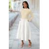 imageECOWISH Sweater Dresses for Women 2025  Fall Patchwork Long Sleeve Knit Flowy ALine Midi Casual One Piece OutfitsBeige