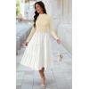 imageECOWISH Sweater Dresses for Women 2025  Fall Patchwork Long Sleeve Knit Flowy ALine Midi Casual One Piece OutfitsBeige