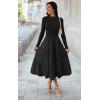 imageECOWISH Sweater Dresses for Women 2025  Fall Patchwork Long Sleeve Knit Flowy ALine Midi Casual One Piece OutfitsBlack