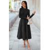imageECOWISH Sweater Dresses for Women 2025  Fall Patchwork Long Sleeve Knit Flowy ALine Midi Casual One Piece OutfitsBlack
