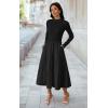 imageECOWISH Sweater Dresses for Women 2025  Fall Patchwork Long Sleeve Knit Flowy ALine Midi Casual One Piece OutfitsBlack