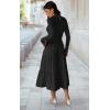 imageECOWISH Sweater Dresses for Women 2025  Fall Patchwork Long Sleeve Knit Flowy ALine Midi Casual One Piece OutfitsBlack