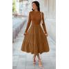 imageECOWISH Sweater Dresses for Women 2025  Fall Patchwork Long Sleeve Knit Flowy ALine Midi Casual One Piece OutfitsBrown