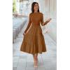 imageECOWISH Sweater Dresses for Women 2025  Fall Patchwork Long Sleeve Knit Flowy ALine Midi Casual One Piece OutfitsBrown