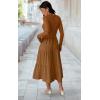 imageECOWISH Sweater Dresses for Women 2025  Fall Patchwork Long Sleeve Knit Flowy ALine Midi Casual One Piece OutfitsBrown