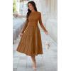imageECOWISH Sweater Dresses for Women 2025  Fall Patchwork Long Sleeve Knit Flowy ALine Midi Casual One Piece OutfitsBrown