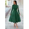 imageECOWISH Sweater Dresses for Women 2025  Fall Patchwork Long Sleeve Knit Flowy ALine Midi Casual One Piece OutfitsDark Green