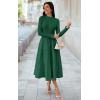 imageECOWISH Sweater Dresses for Women 2025  Fall Patchwork Long Sleeve Knit Flowy ALine Midi Casual One Piece OutfitsDark Green