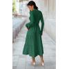 imageECOWISH Sweater Dresses for Women 2025  Fall Patchwork Long Sleeve Knit Flowy ALine Midi Casual One Piece OutfitsDark Green