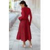 imageECOWISH Sweater Dresses for Women 2025  Fall Patchwork Long Sleeve Knit Flowy ALine Midi Casual One Piece OutfitsRed