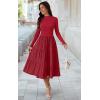 imageECOWISH Sweater Dresses for Women 2025  Fall Patchwork Long Sleeve Knit Flowy ALine Midi Casual One Piece OutfitsRed