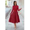 imageECOWISH Sweater Dresses for Women 2025  Fall Patchwork Long Sleeve Knit Flowy ALine Midi Casual One Piece OutfitsRed