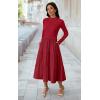 imageECOWISH Sweater Dresses for Women 2025  Fall Patchwork Long Sleeve Knit Flowy ALine Midi Casual One Piece OutfitsRed