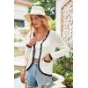 imageECOWISH Womens Lightweight Sweater Cardigan  Long Sleeve V Neck Button HollowedOut Knit Shurg Crop Tops with PocketsBeige