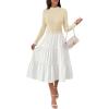 imageECOWISH Sweater Dresses for Women 2025  Fall Patchwork Long Sleeve Knit Flowy ALine Midi Casual One Piece OutfitsBeige