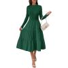imageECOWISH Sweater Dresses for Women 2025  Fall Patchwork Long Sleeve Knit Flowy ALine Midi Casual One Piece OutfitsDark Green