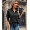 imageECOWISH Women Tops Quarter Zip Fall Winter Spring Tunic Casual Oversized Sweatshirt Ribbed Quilted Pullover Vneck Outfit 202523black
