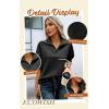 imageECOWISH Women Tops Quarter Zip Fall Winter Spring Tunic Casual Oversized Sweatshirt Ribbed Quilted Pullover Vneck Outfit 202523black