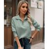 imageECOWISH Women Tops Quarter Zip Fall Winter Spring Tunic Casual Oversized Sweatshirt Ribbed Quilted Pullover Vneck Outfit 202523grey Green