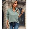 imageECOWISH Women Tops Quarter Zip Fall Winter Spring Tunic Casual Oversized Sweatshirt Ribbed Quilted Pullover Vneck Outfit 202523grey Green