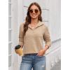 imageECOWISH Women Tops Quarter Zip Fall Winter Spring Tunic Casual Oversized Sweatshirt Ribbed Quilted Pullover Vneck Outfit 202567khaki