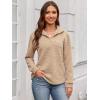 imageECOWISH Women Tops Quarter Zip Fall Winter Spring Tunic Casual Oversized Sweatshirt Ribbed Quilted Pullover Vneck Outfit 202567khaki